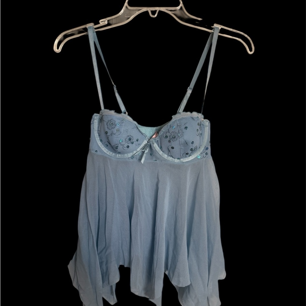 NWOT Victoria's Secret Light Blue Embroidered Chemise
